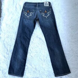 Big Star Casey Legendary 27Rx31 Low-rise Bootcut Jeans Embellished Med-Dark Wash